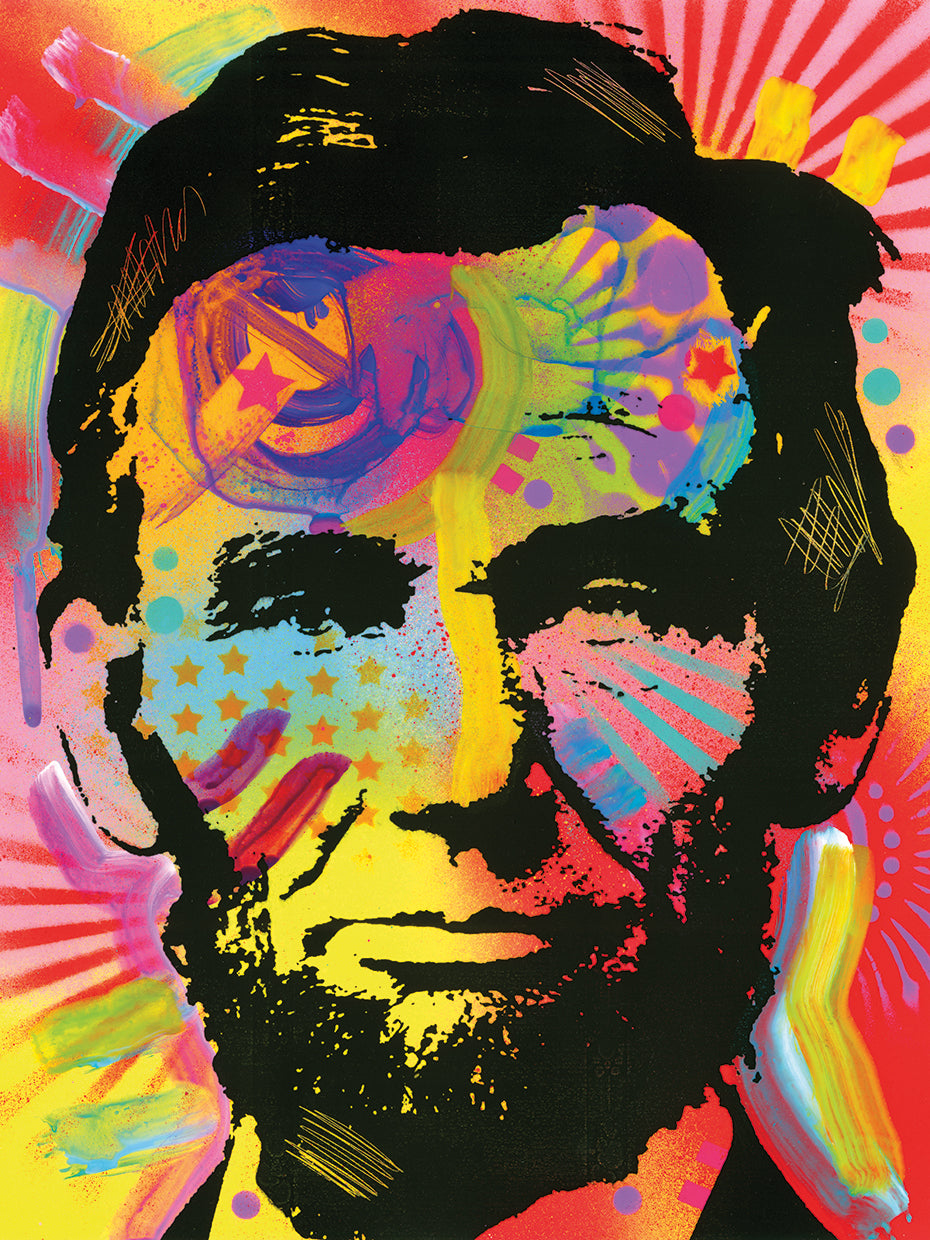 Lincoln War Paint by Dean Russo - larger sizes handcrafted wall art work on large canvas & framed canvas prints