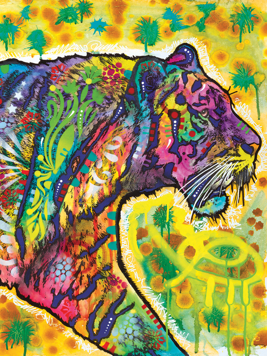 Psychedelic Tiger by Dean Russo - highest quality handcrafted wall art work on large canvas & framed canvas prints