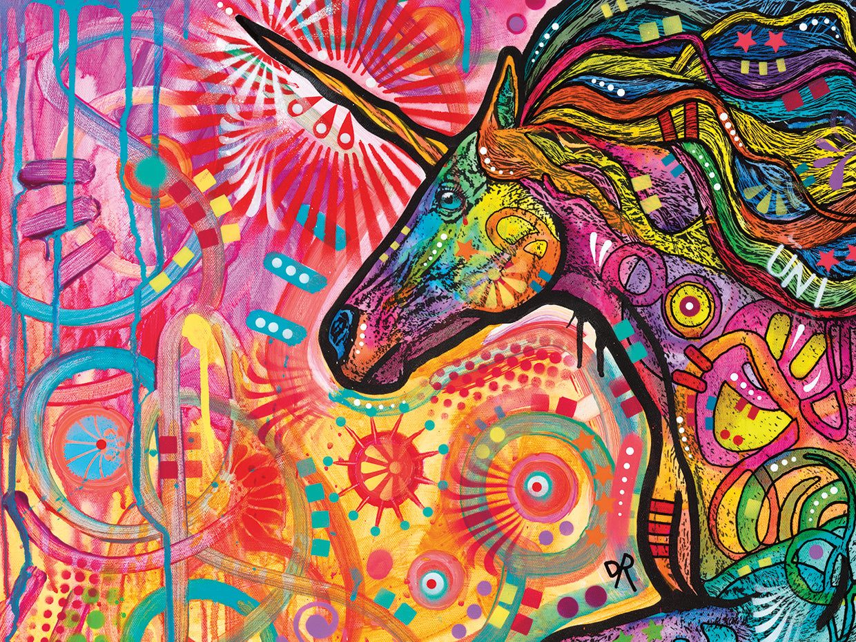 Rainbow Unicorn by Dean Russo - lowest price wall art work on large canvas & framed canvas prints