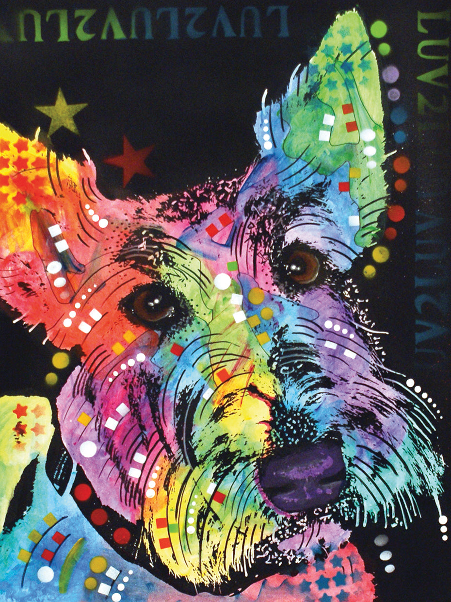 Scottish Terrier by Dean Russo - museum quality wall art work on large canvas & framed canvas prints