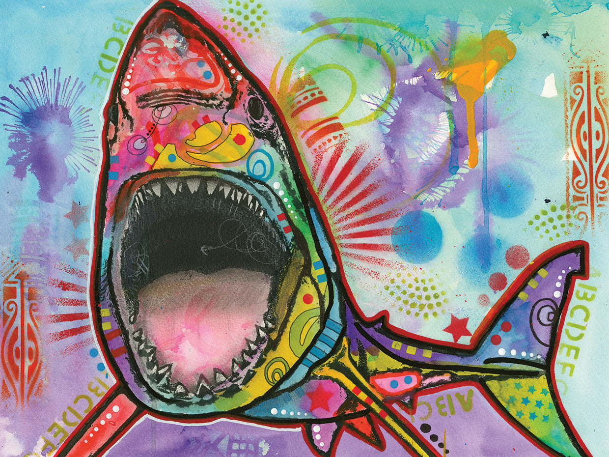 Shark 1 by Dean Russo - handcrafted wall art work on large canvas & framed canvas prints, made to order
