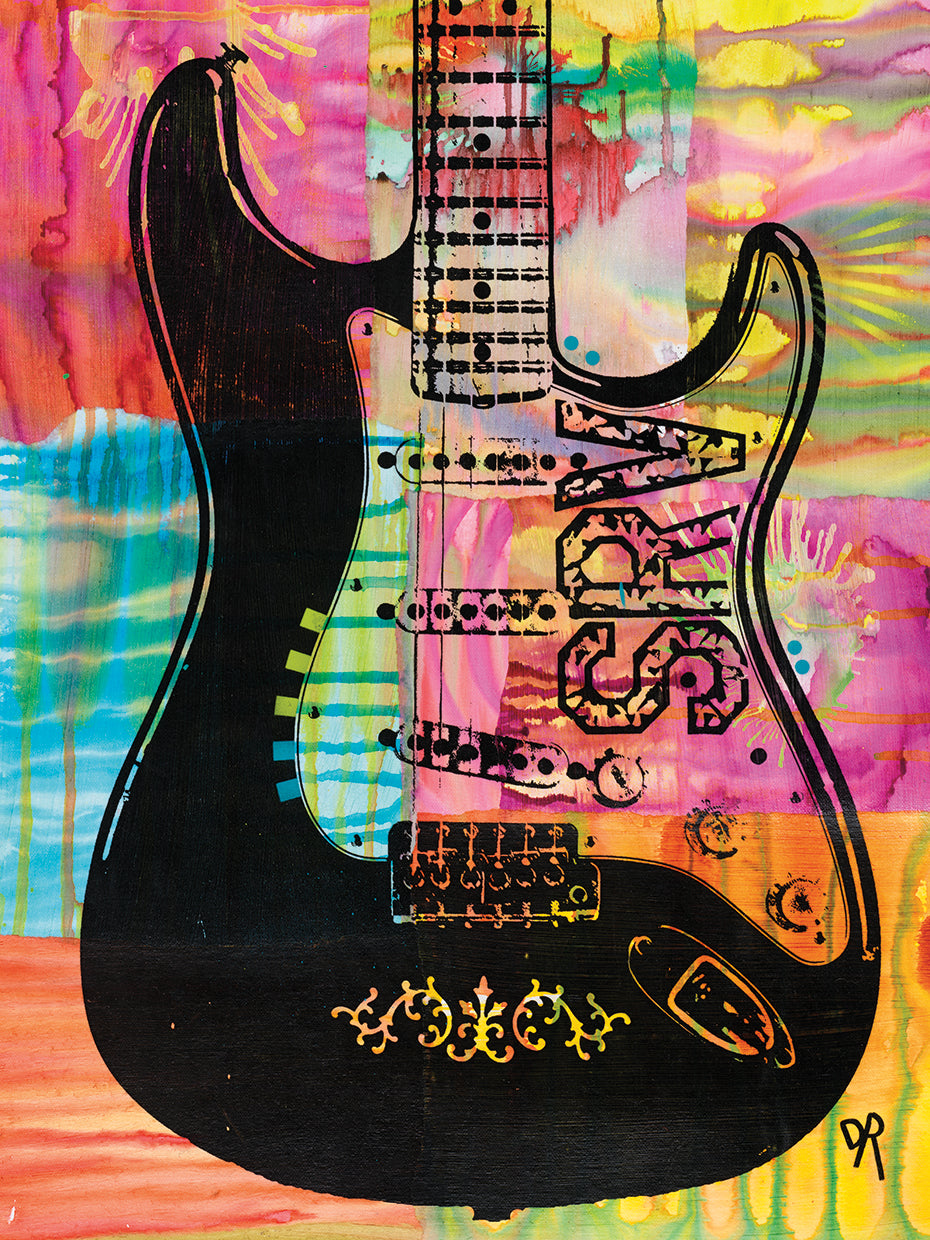 SRV Guitar by Dean Russo - best quality handcrafted wall art work on large canvas & framed canvas prints