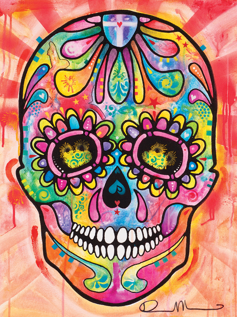 Sugar Skull - Day of the Dead by Dean Russo - best quality handcrafted wall art work on large canvas & framed canvas prints