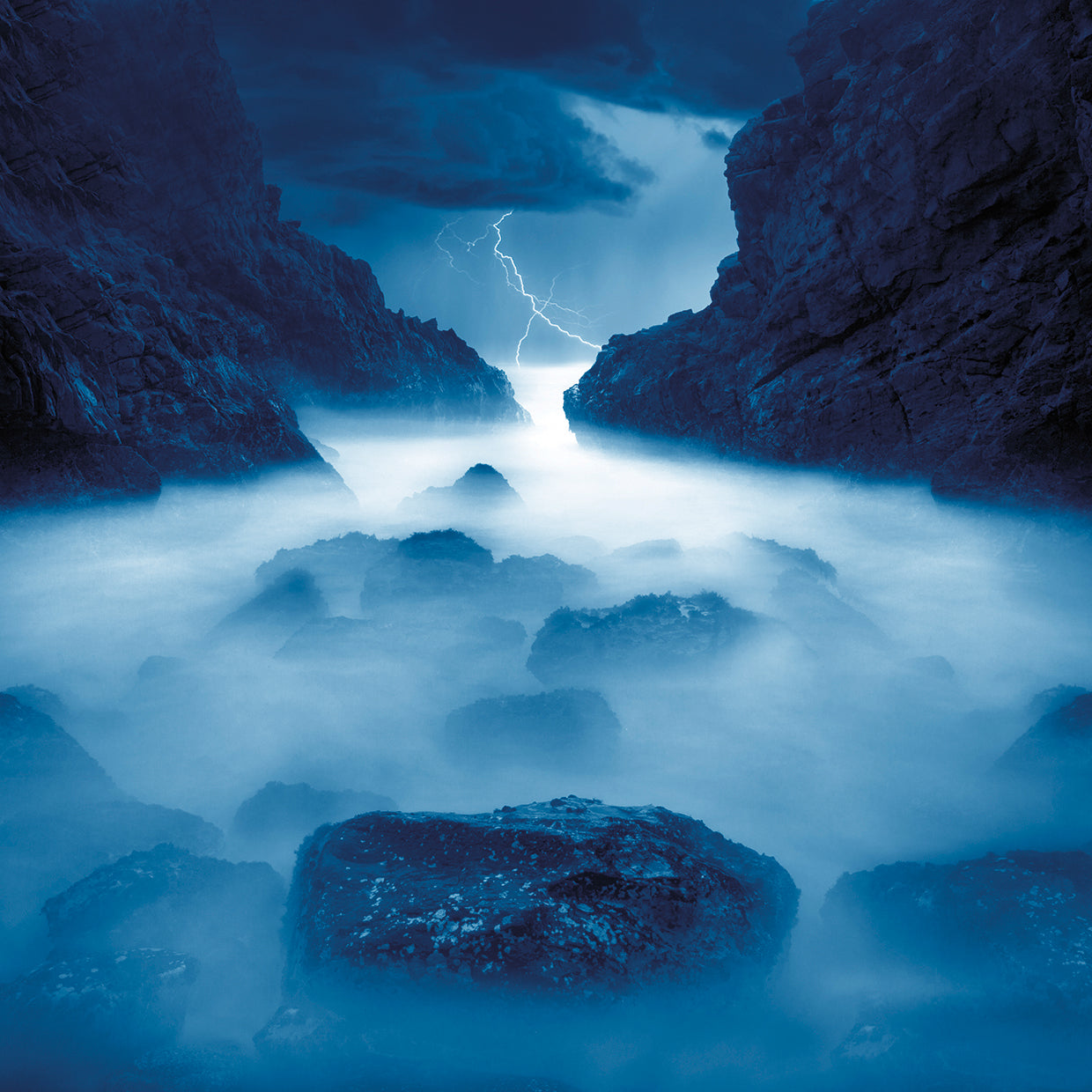 Tormenta en ixtapa Blue by Moises Levy - highest quality handcrafted wall art work on large canvas & framed canvas prints