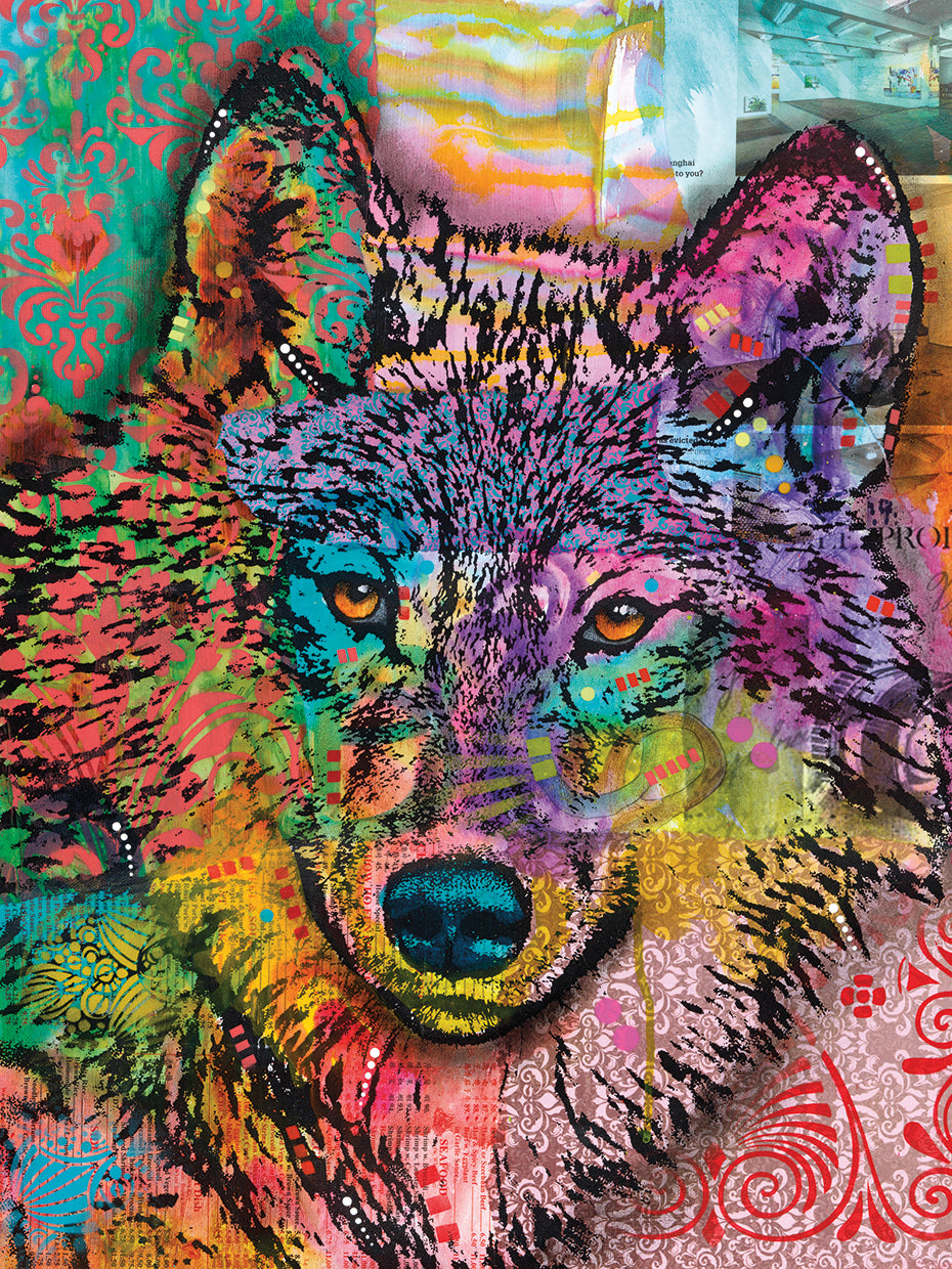 Wolf Lens Eye by Dean Russo - larger sizes handcrafted wall art work on large canvas & framed canvas prints