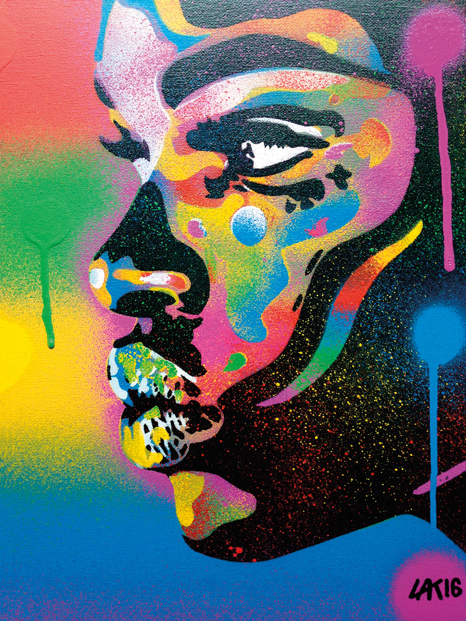 Kiss Series 2 Rainbow by Abstract Graffiti is a contemporary portrait painting printed on canvas or framed canvas