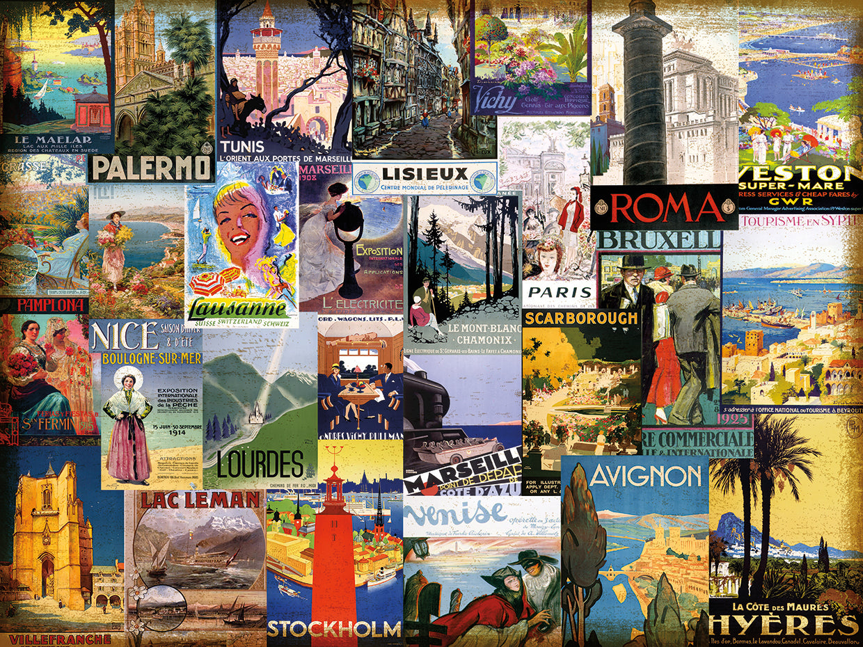 Arte de la lona del collage del recorrido mundial de la ciudad