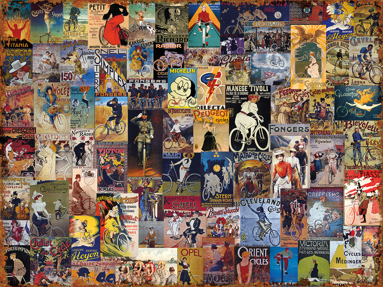 Arte de la lona del collage del recorrido mundial de la bicicleta