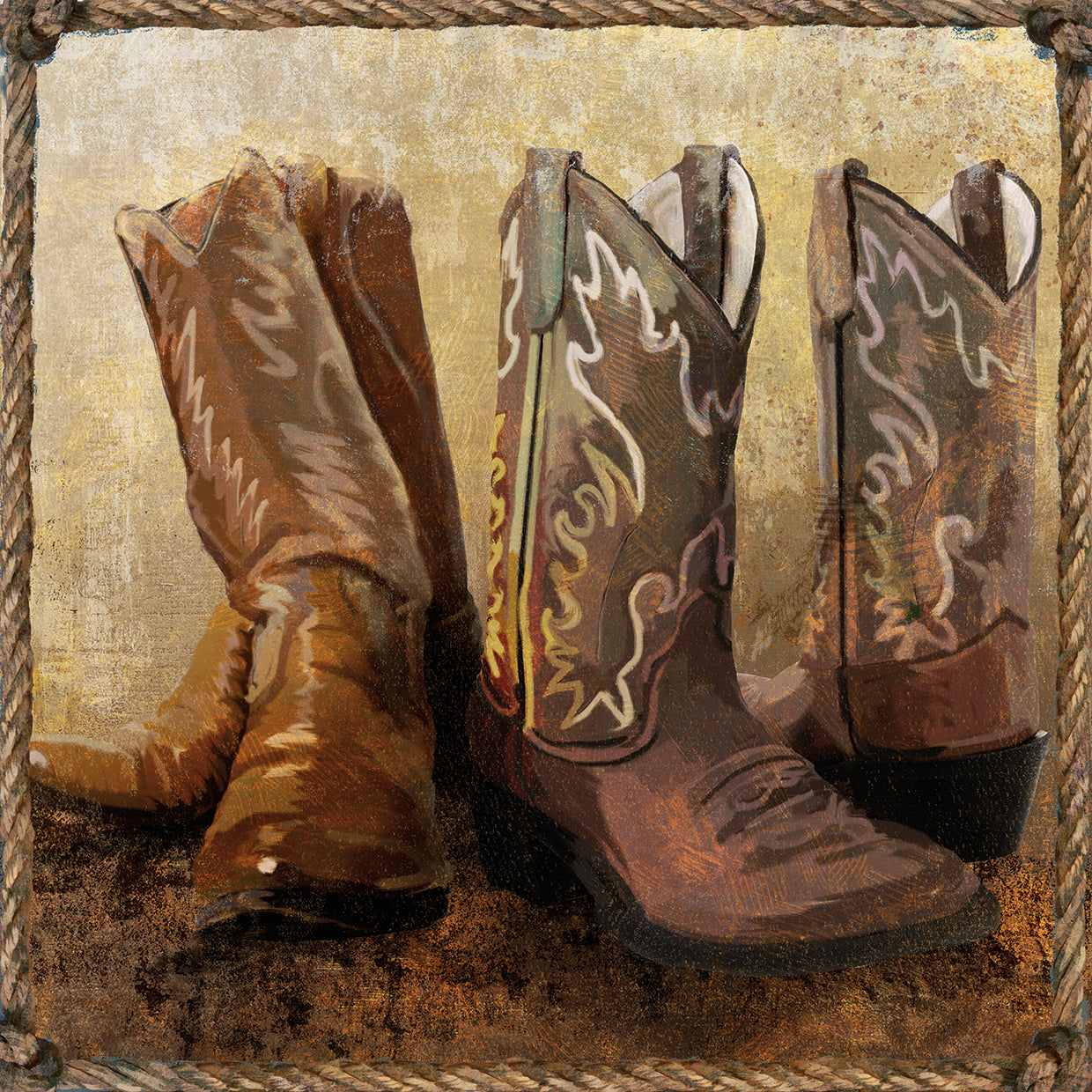 Arte de la lona con cuerdas en botas