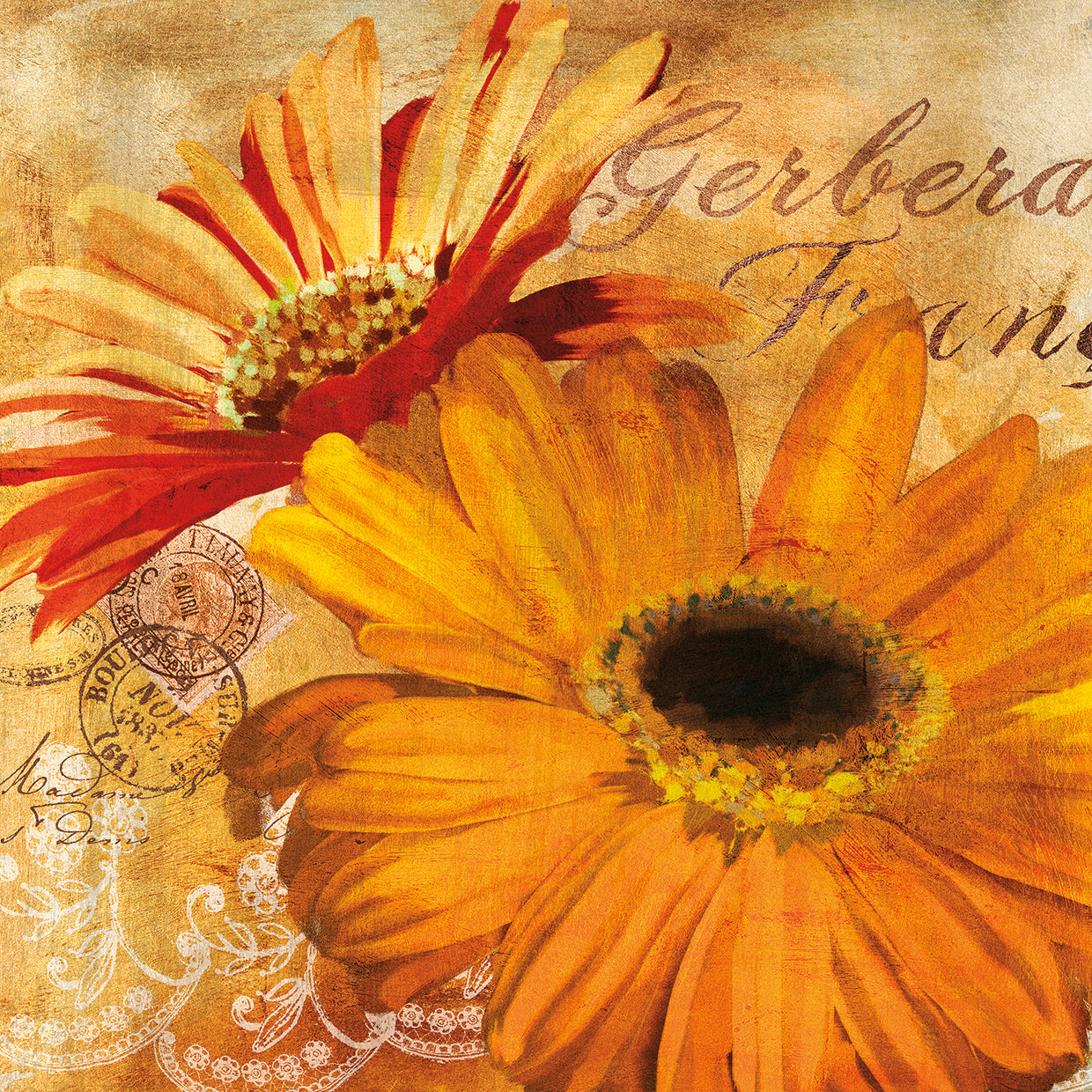 Cuadro Gerbera Dorada II