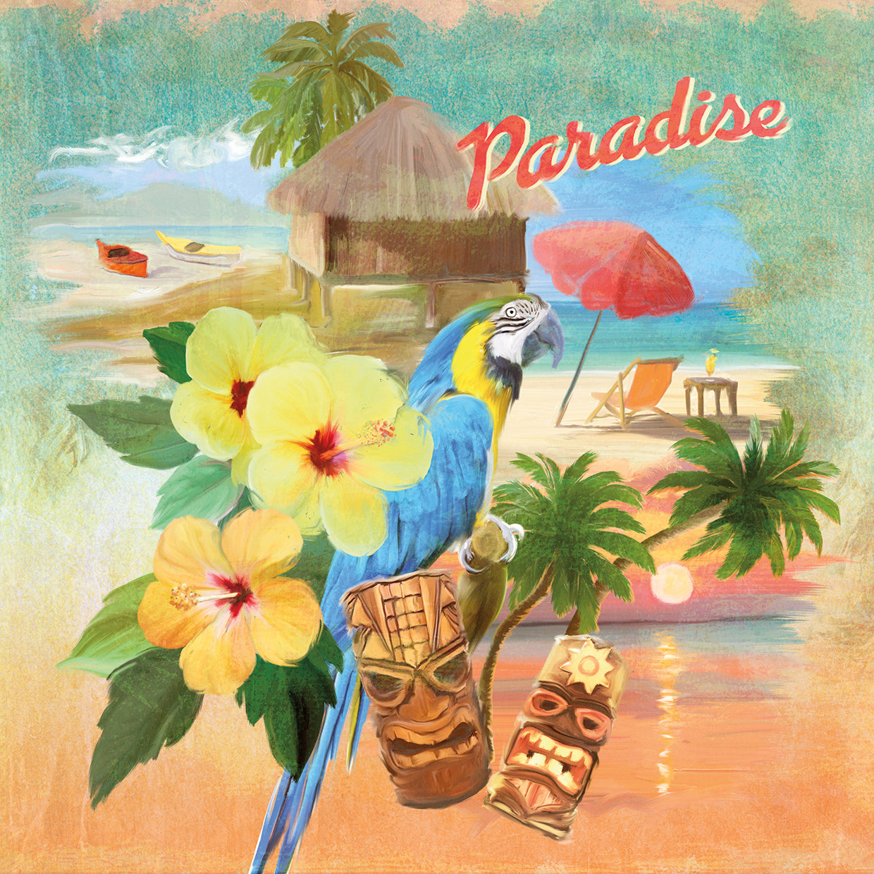 Arte de la lona del patrón de la cabaña del guacamayo
