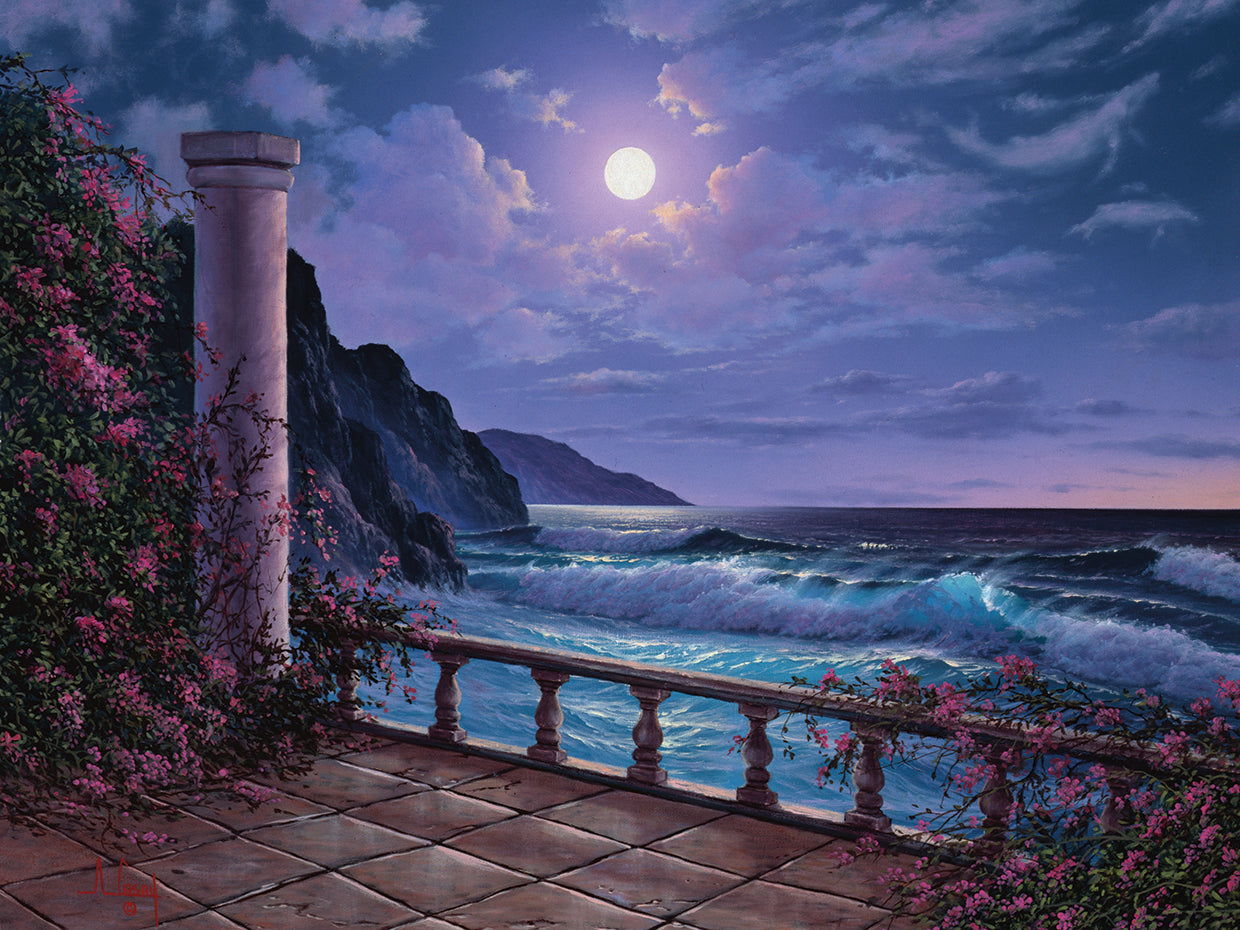 Lienzo Olas a la luz de la luna