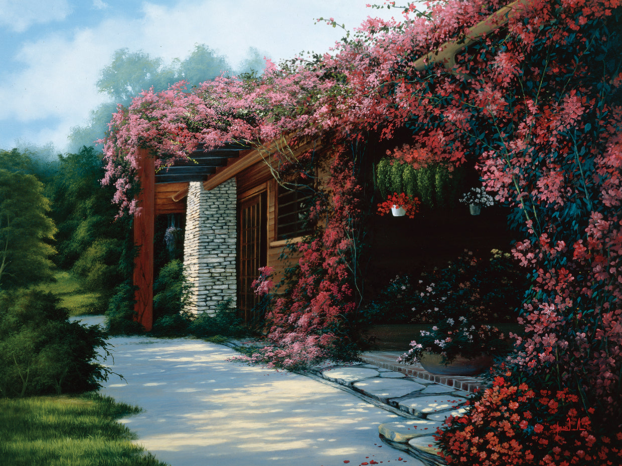 Arte de la lona del jardín de la casa