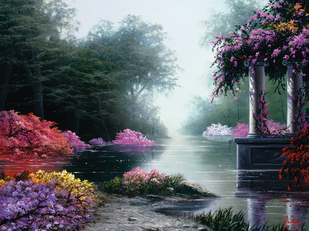 Arte de la lona de los alrededores florales