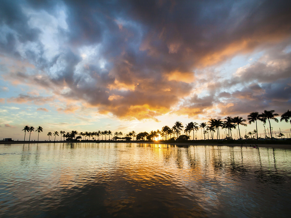 Rainbow Tower Pond Winter Sunset