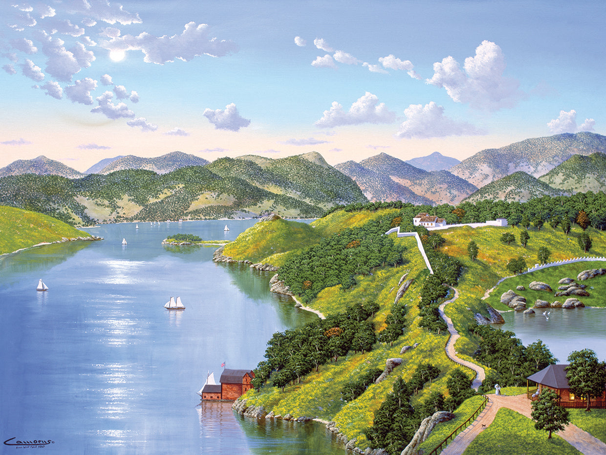 Río Hudson cerca de West Point en 1865 Arte de la lona