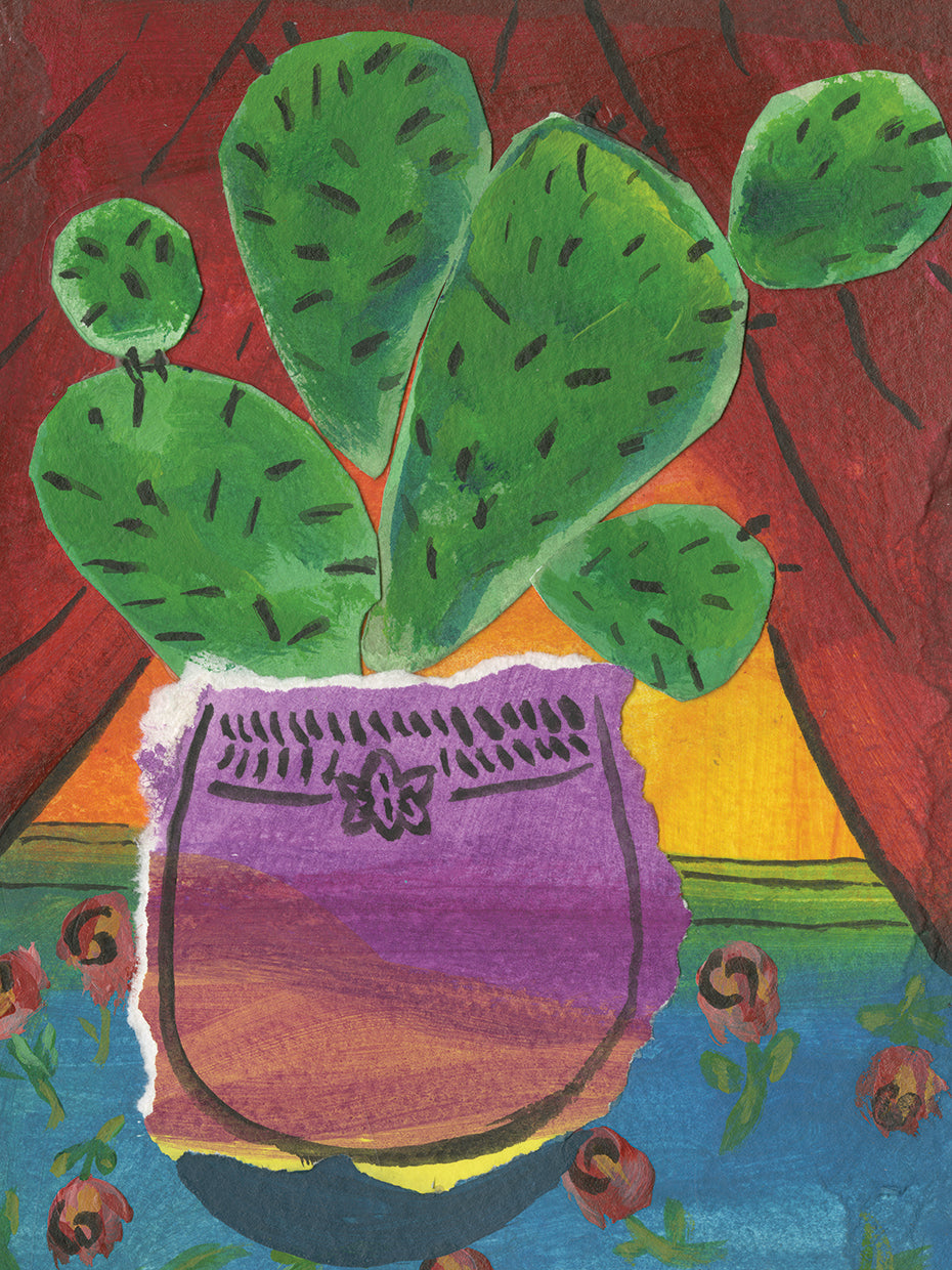 Prickly Pear in Purple Pot