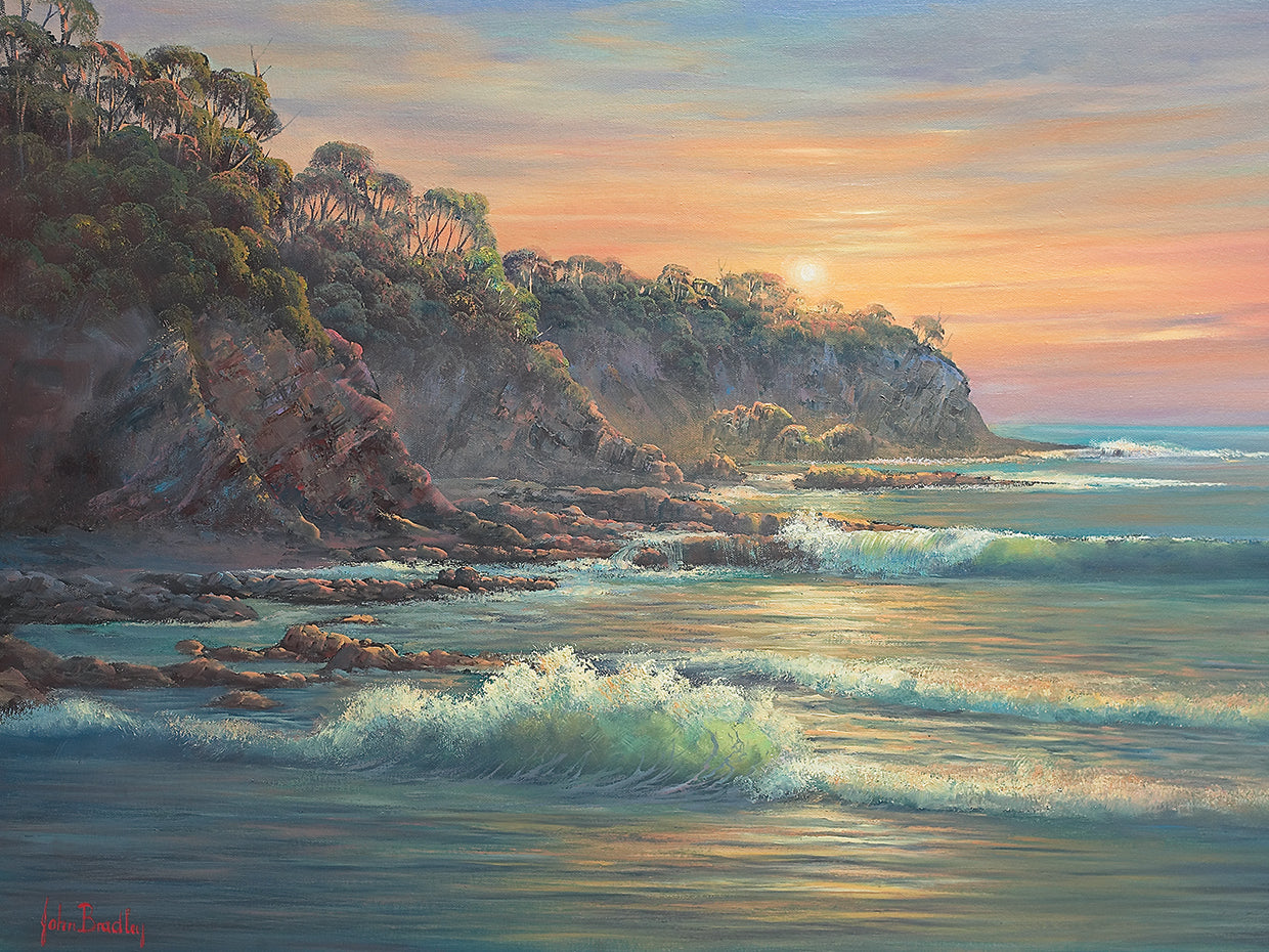 Arte de la lona de la salida del sol de la costa sur
