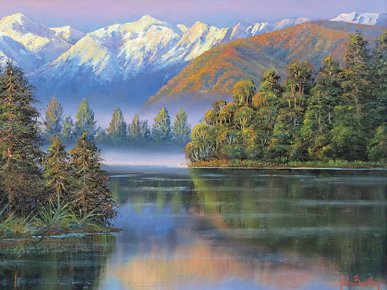 Arte de la lona de las reflexiones del lago Matheson