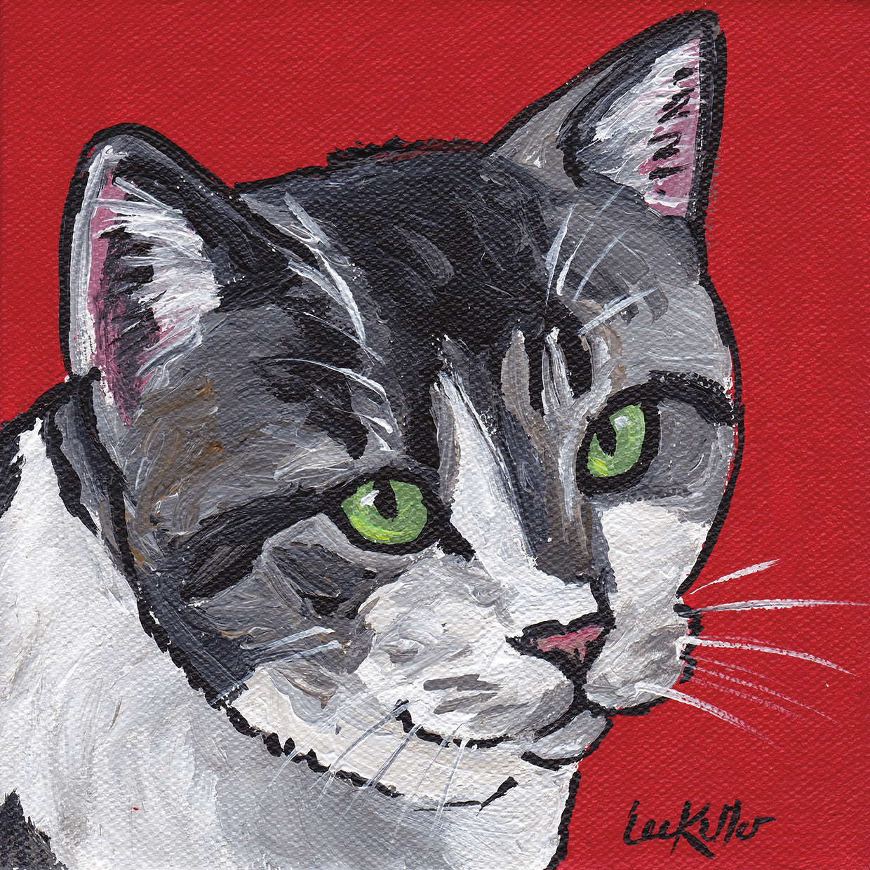 Gato atigrado en rojo Lienzo