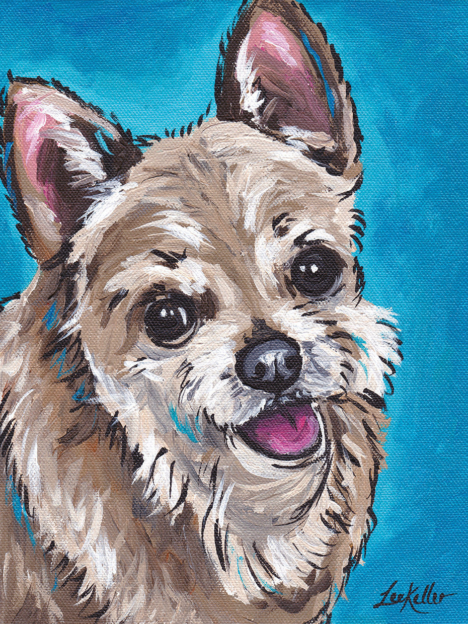 Chihuahua en azul expresivo Lienzo