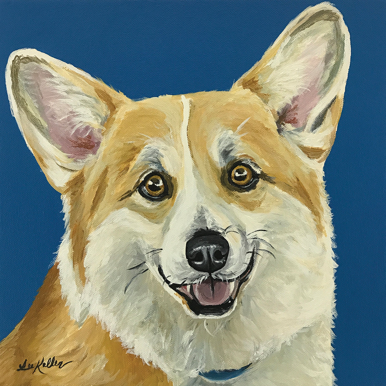 Corgi en azul Lienzo