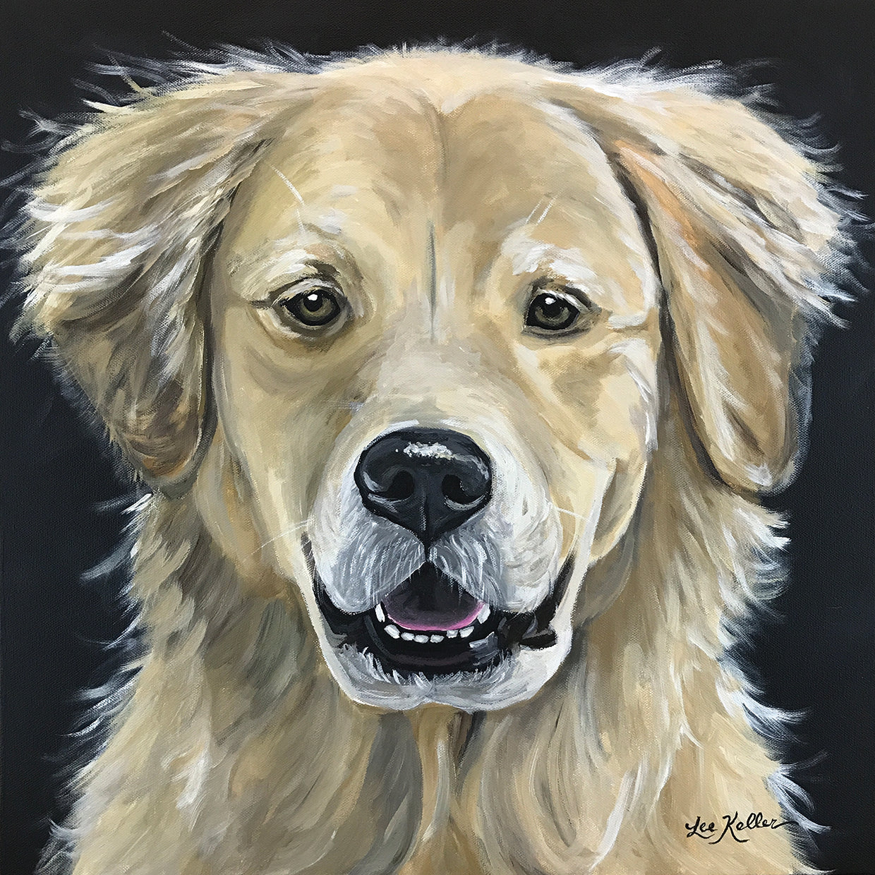 Golden Retreiver en negro Lienzo