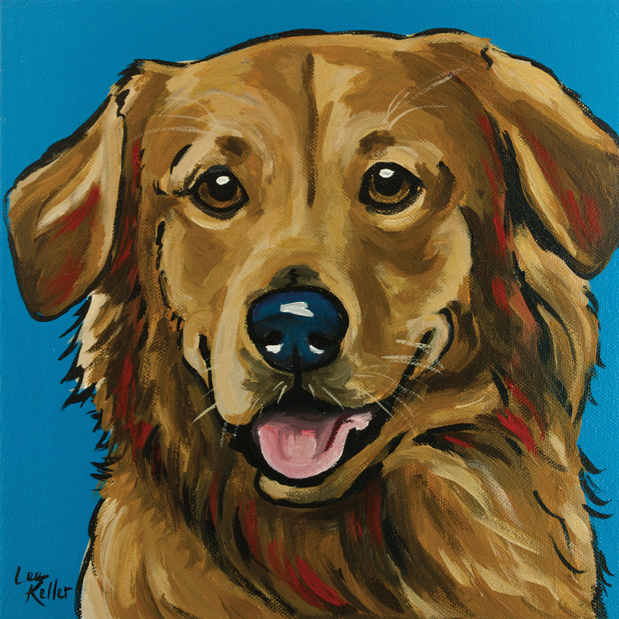 Golden Retriever azul expresivo Lienzo