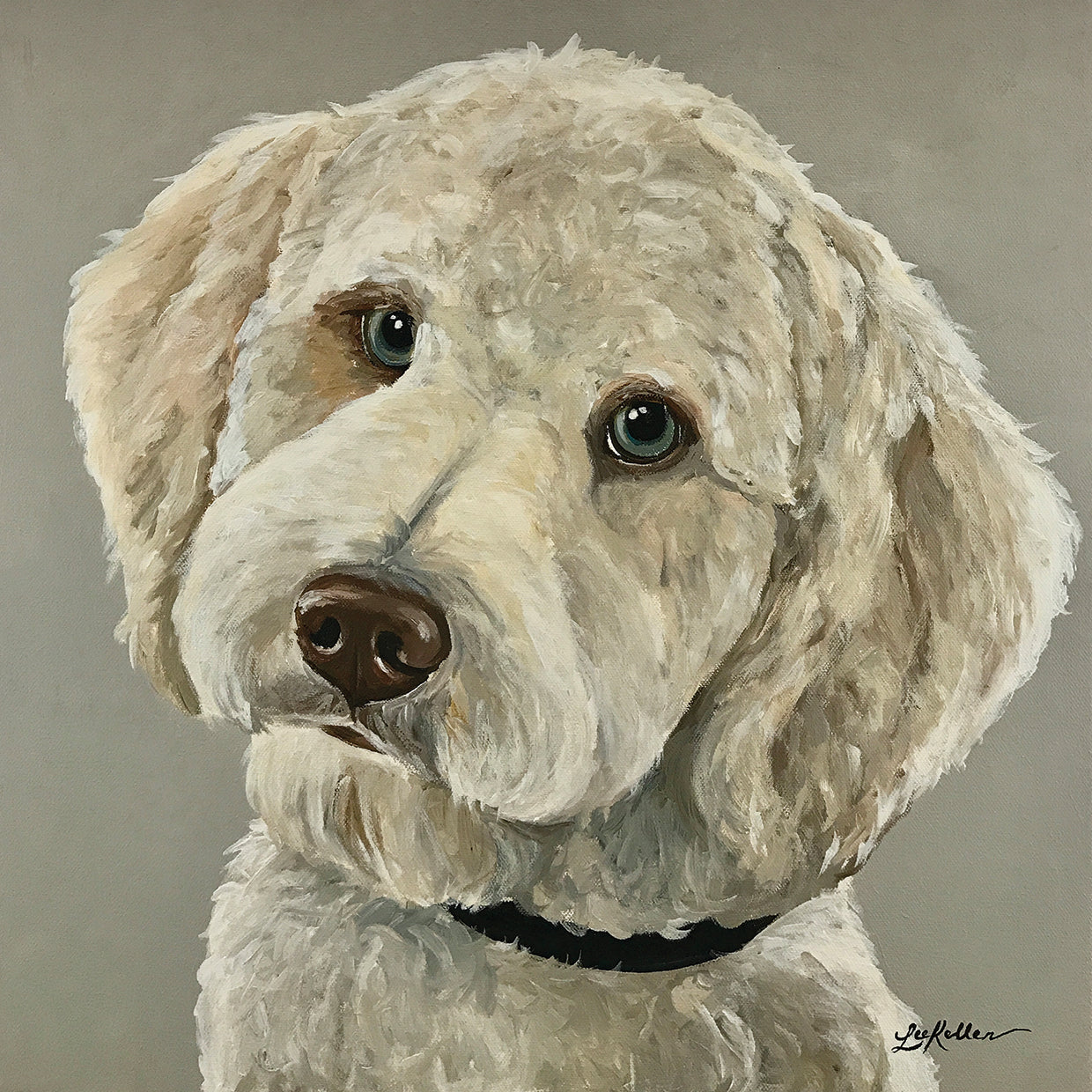 Goldendoodle On Gray