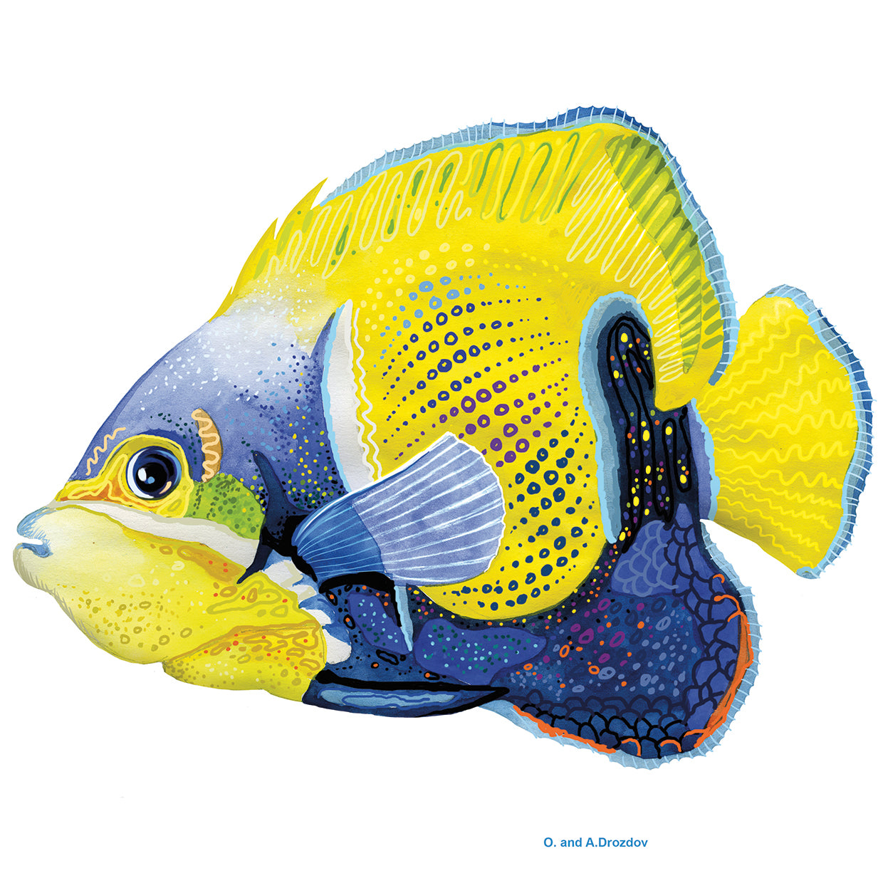 Fish 3 Azul-Amarillo Lienzo