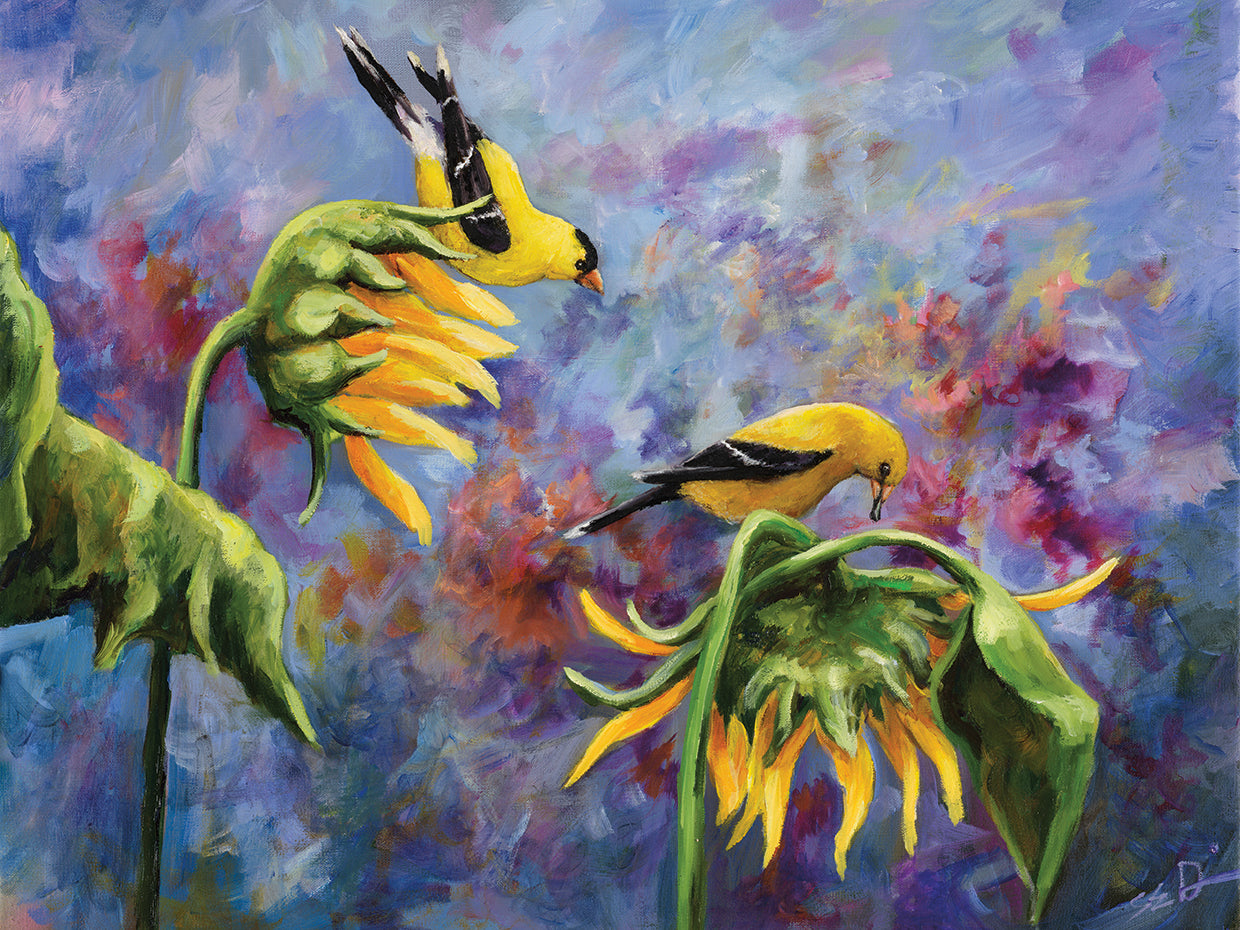 Finches with Sunflowers