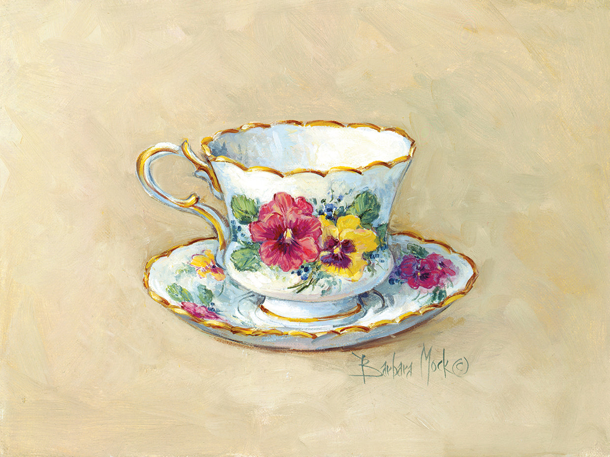 Pansy Teacup, beige bkg Lienzo