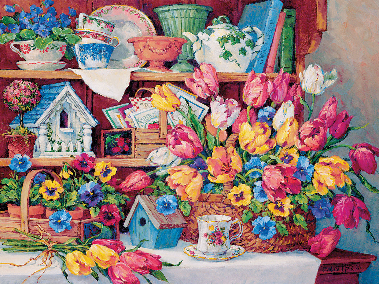 Arte de la lona de los tesoros florales