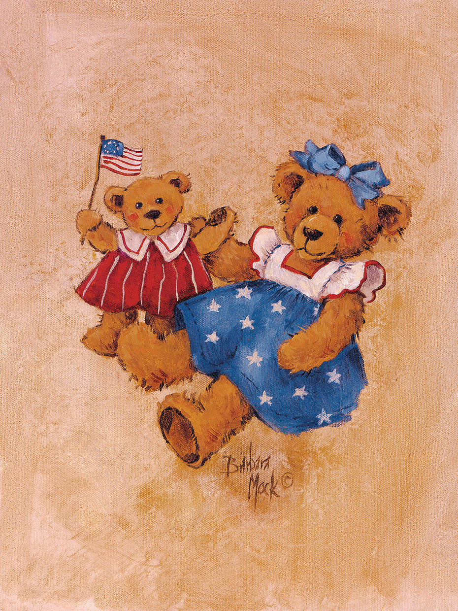 Arte de la lona del osito de la muchacha americana