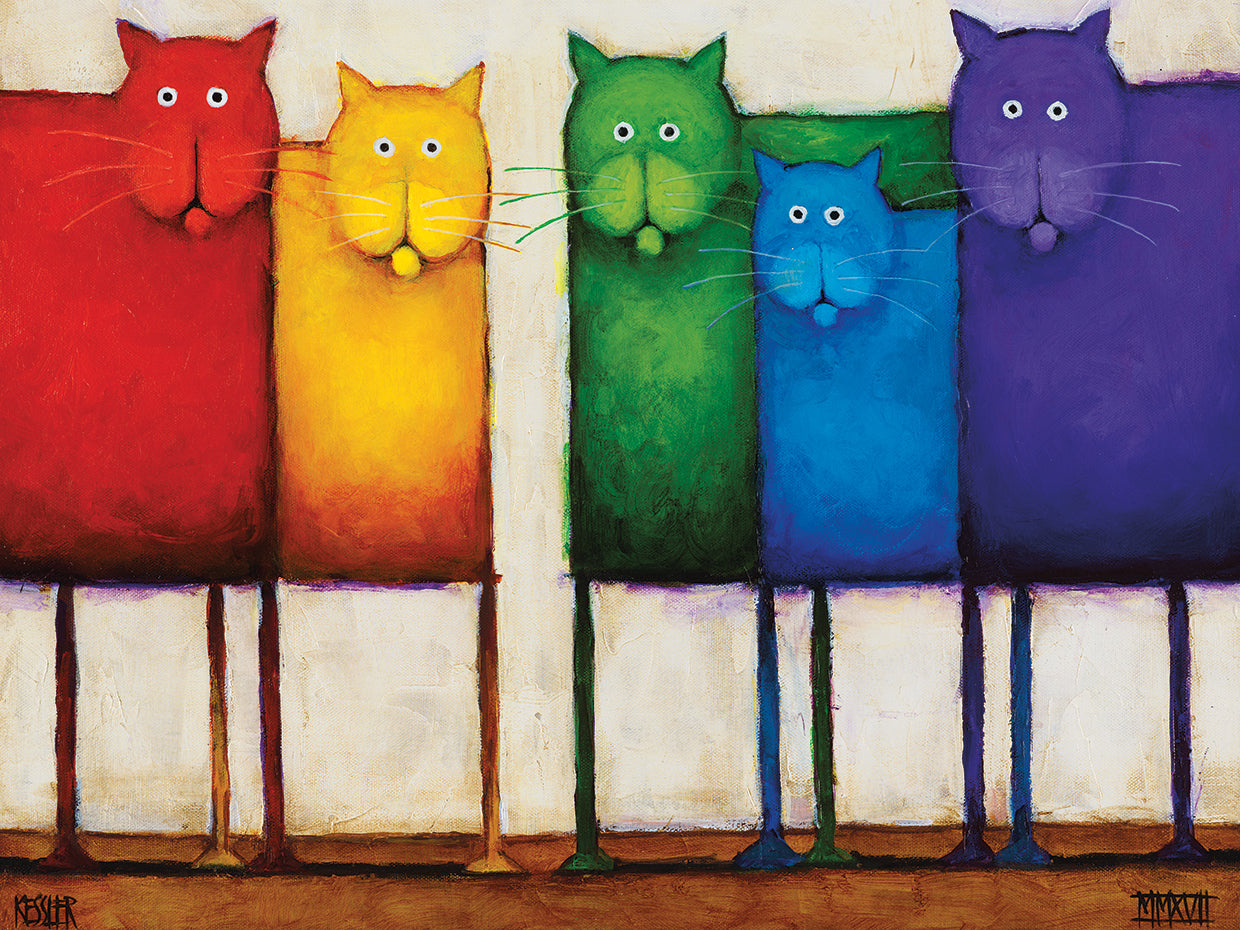 Arte de la lona de los gatos del arco iris