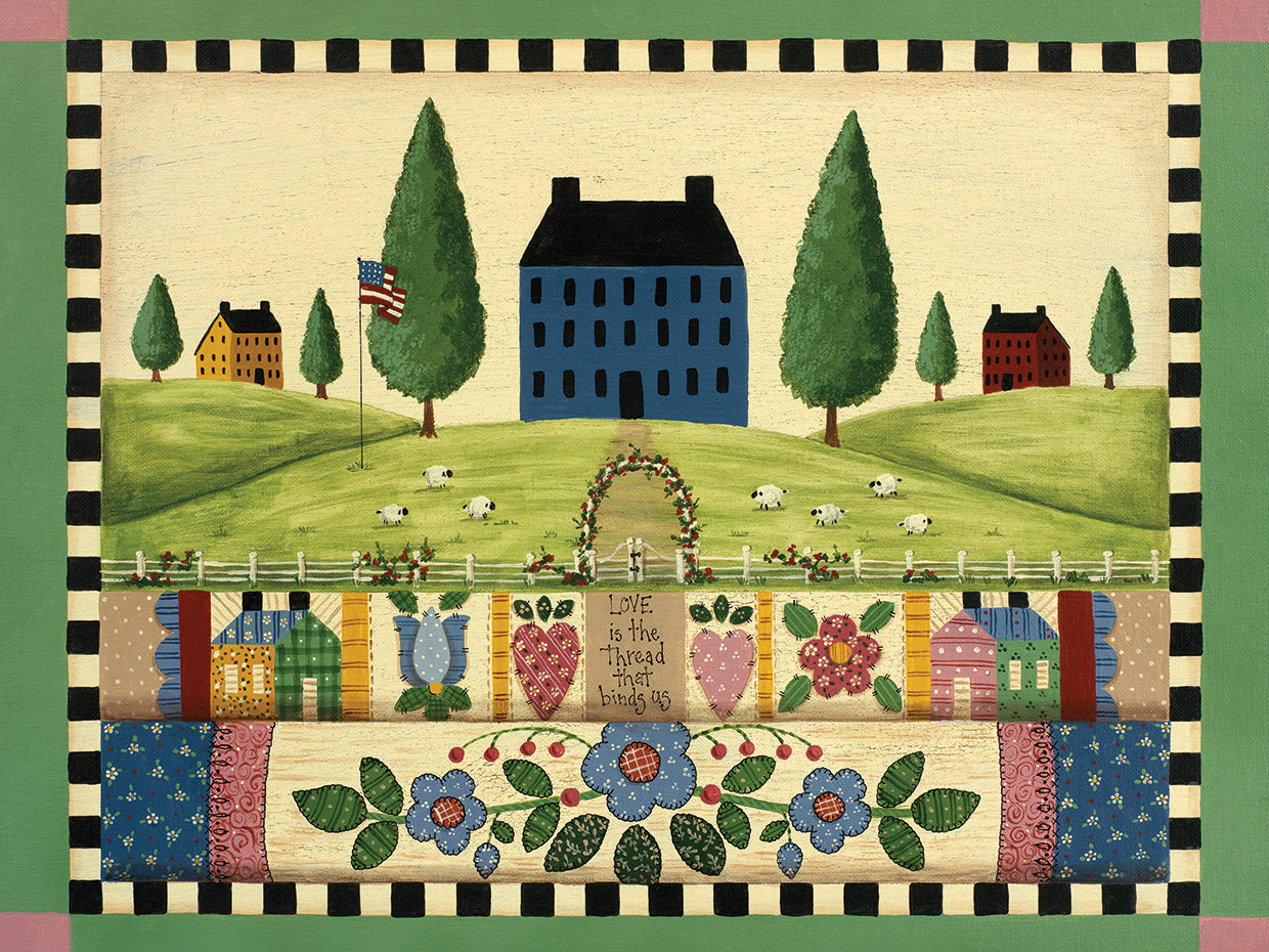 Blue House With Quilts