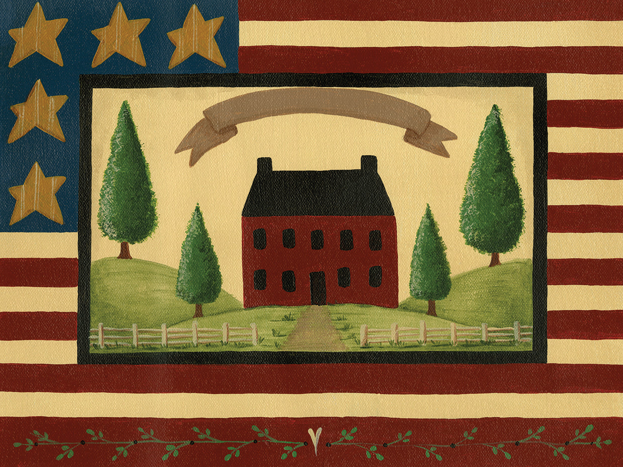 Red House With Flag Border