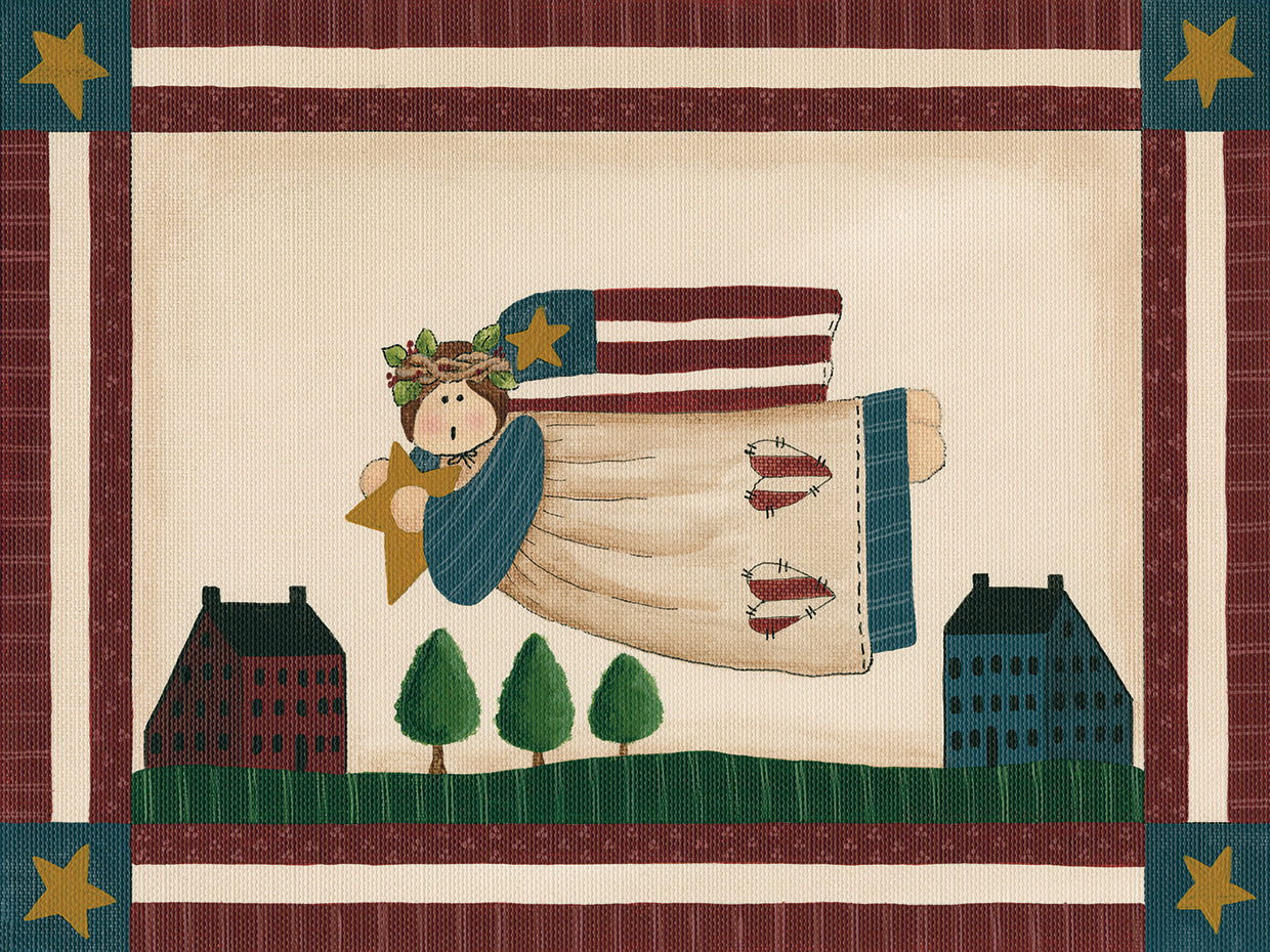 Patriotic Angel With Flag Border