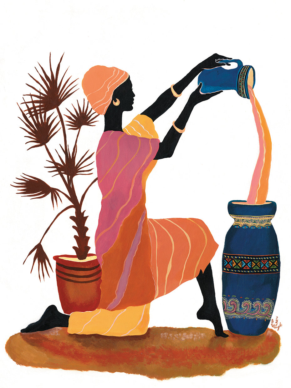 Pouring In Orange Dress