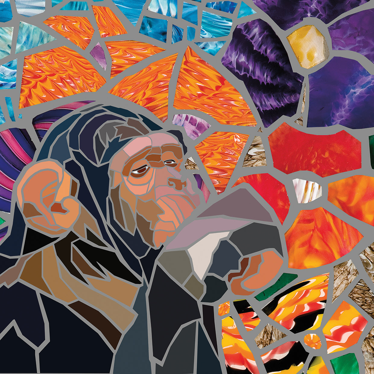 Chimpanzee with Flower