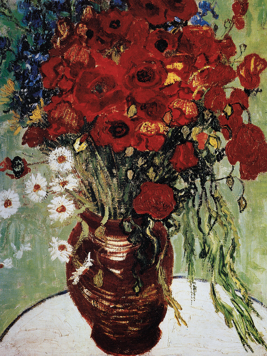 Vase Avec Marguerites At Coquelicot