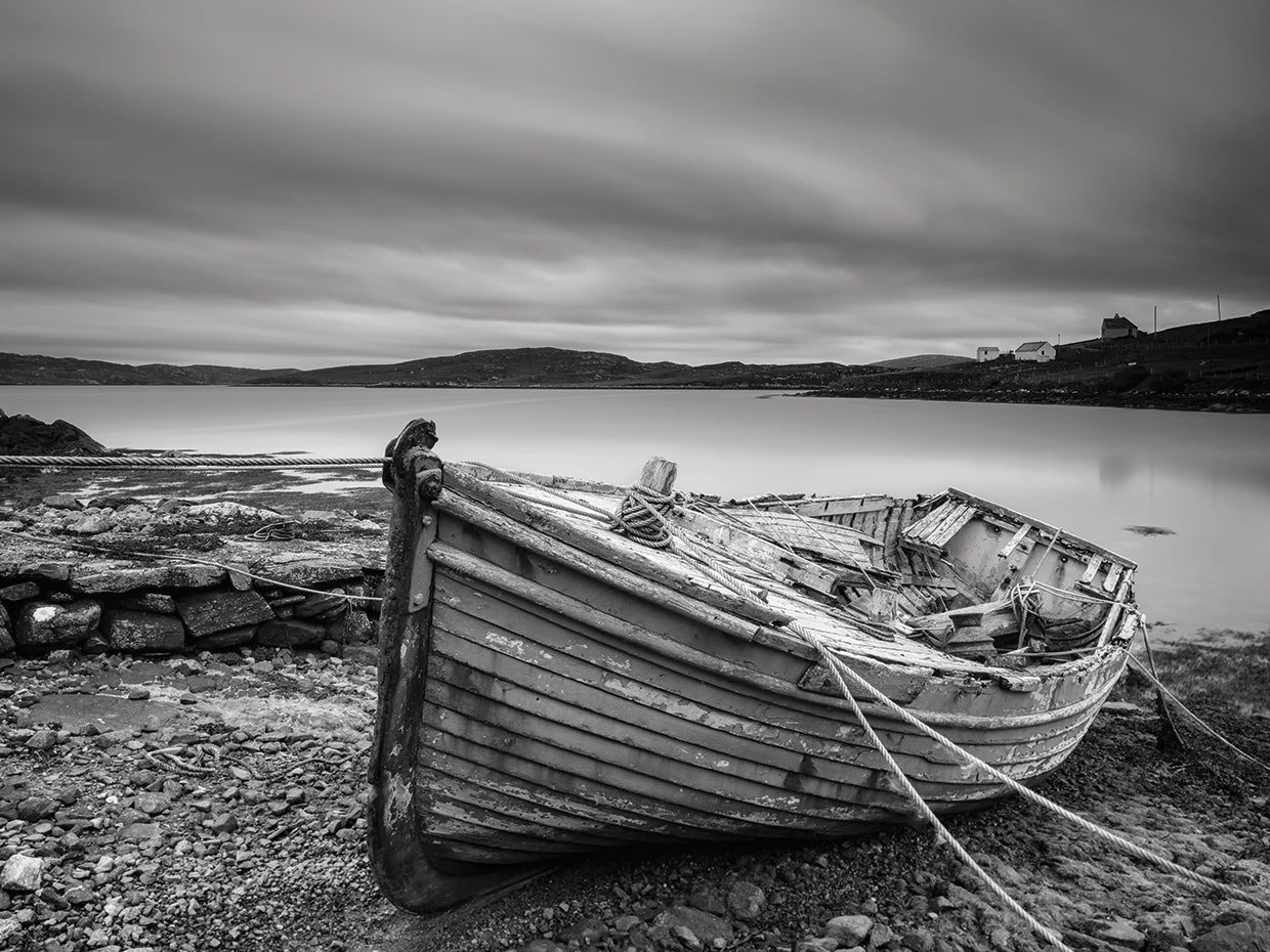 Boat Ashore B&W