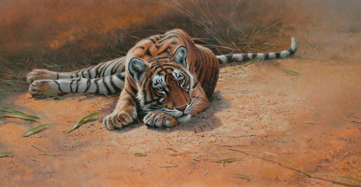 Tiger Cub Calor del día Arte de la lona