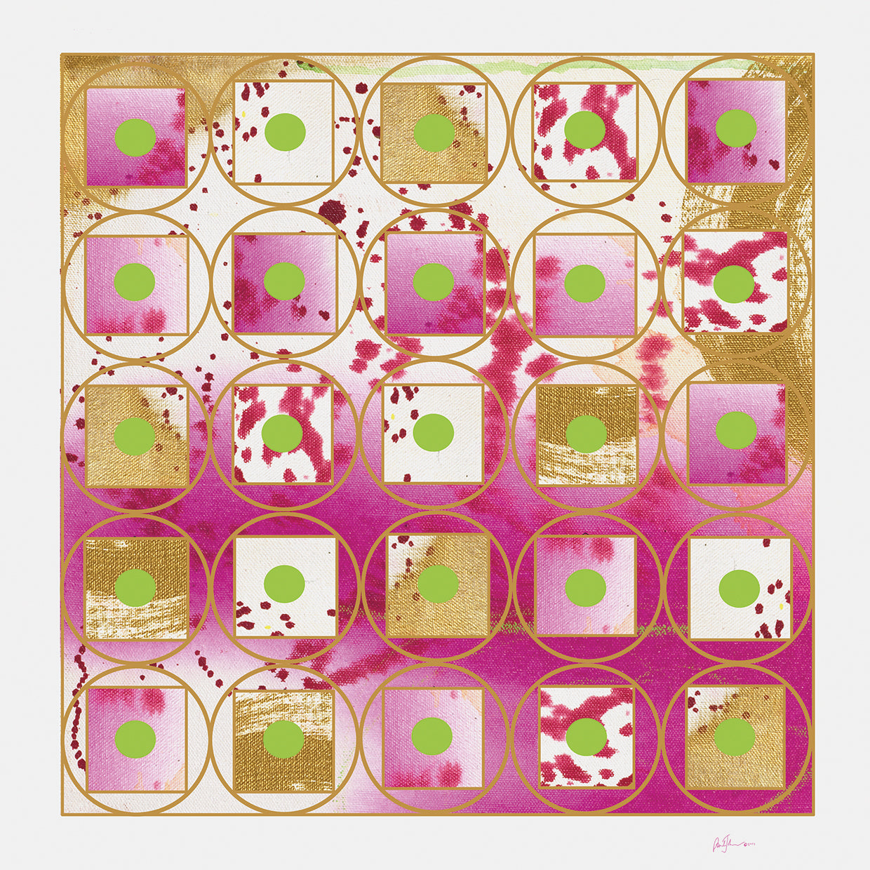 Pink and Gold Grid II
