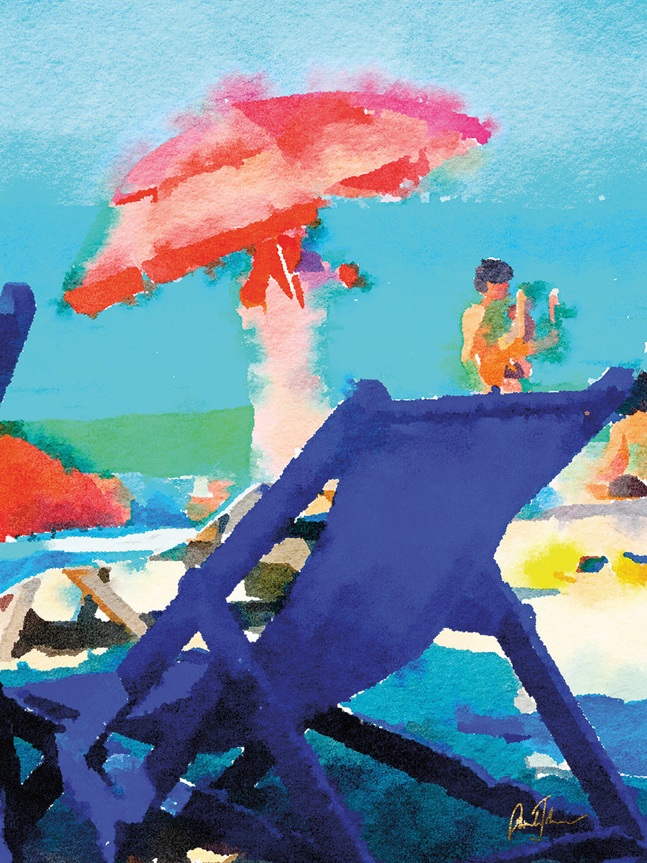 Blue Chairs with Umbrella