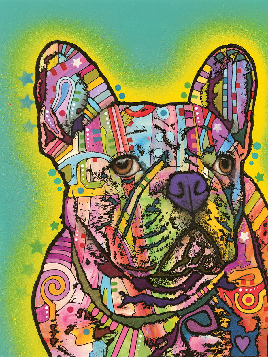 French Bulldog III by Dean Russo - handcrafted wall art work on large canvas & framed canvas prints, made to order