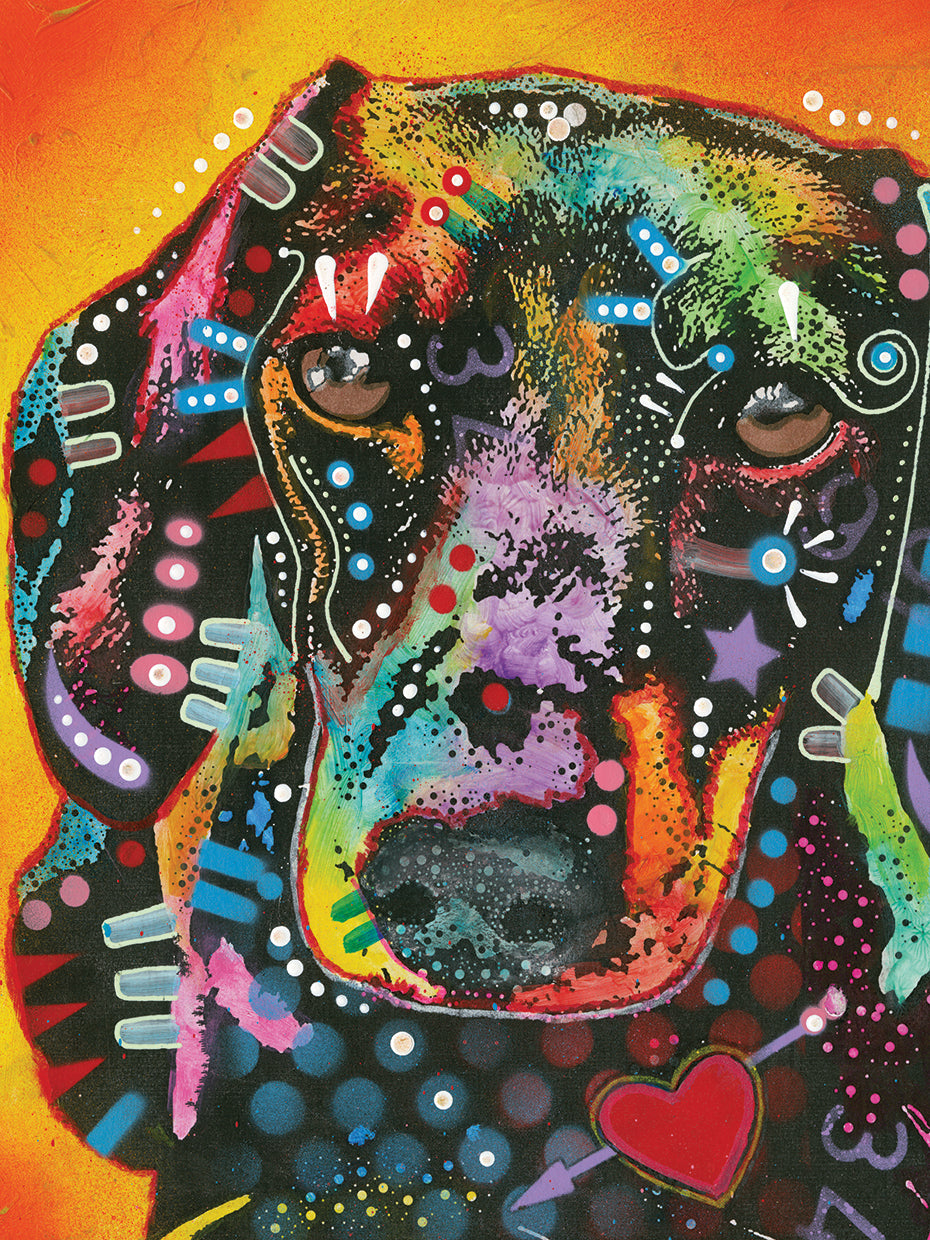 Brilliant Dachshund by Dean Russo - best quality handcrafted wall art work on large canvas & framed canvas prints