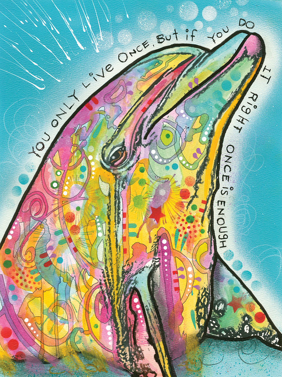 Dolphin by Dean Russo - larger sizes handcrafted wall art work on large canvas & framed canvas prints