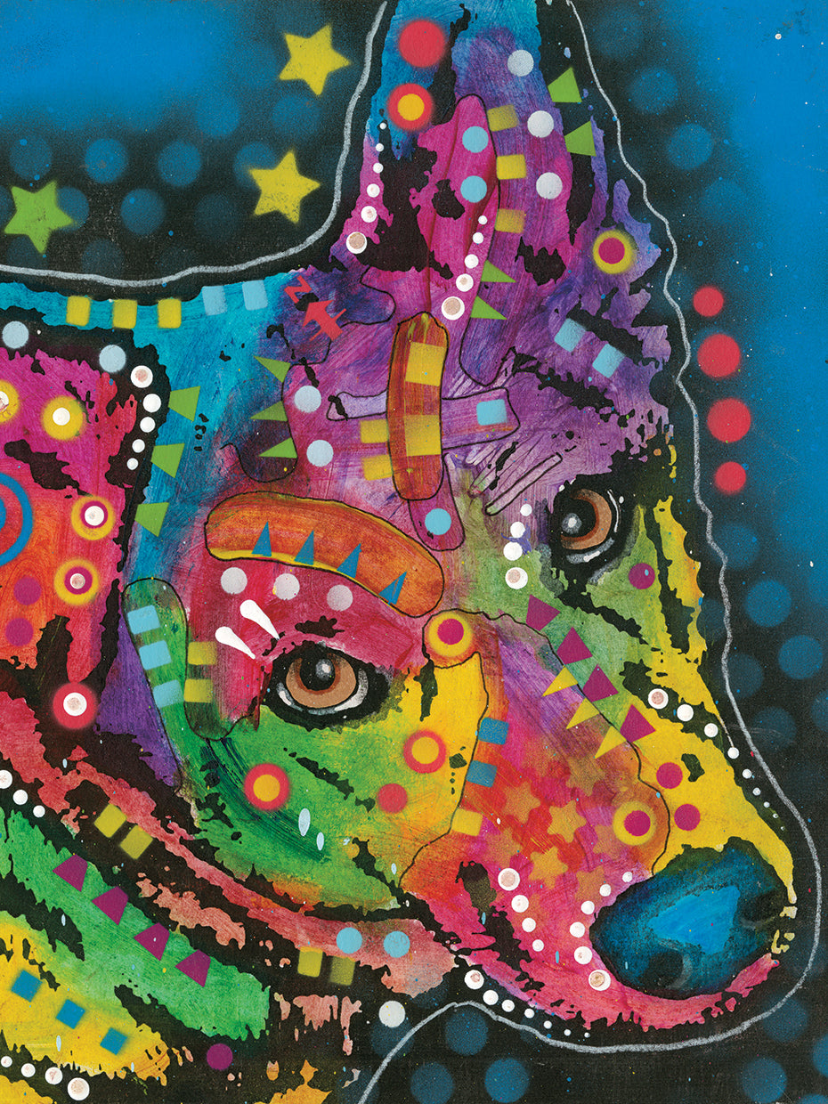 Herding Dog by Dean Russo - larger sizes handcrafted wall art work on large canvas & framed canvas prints