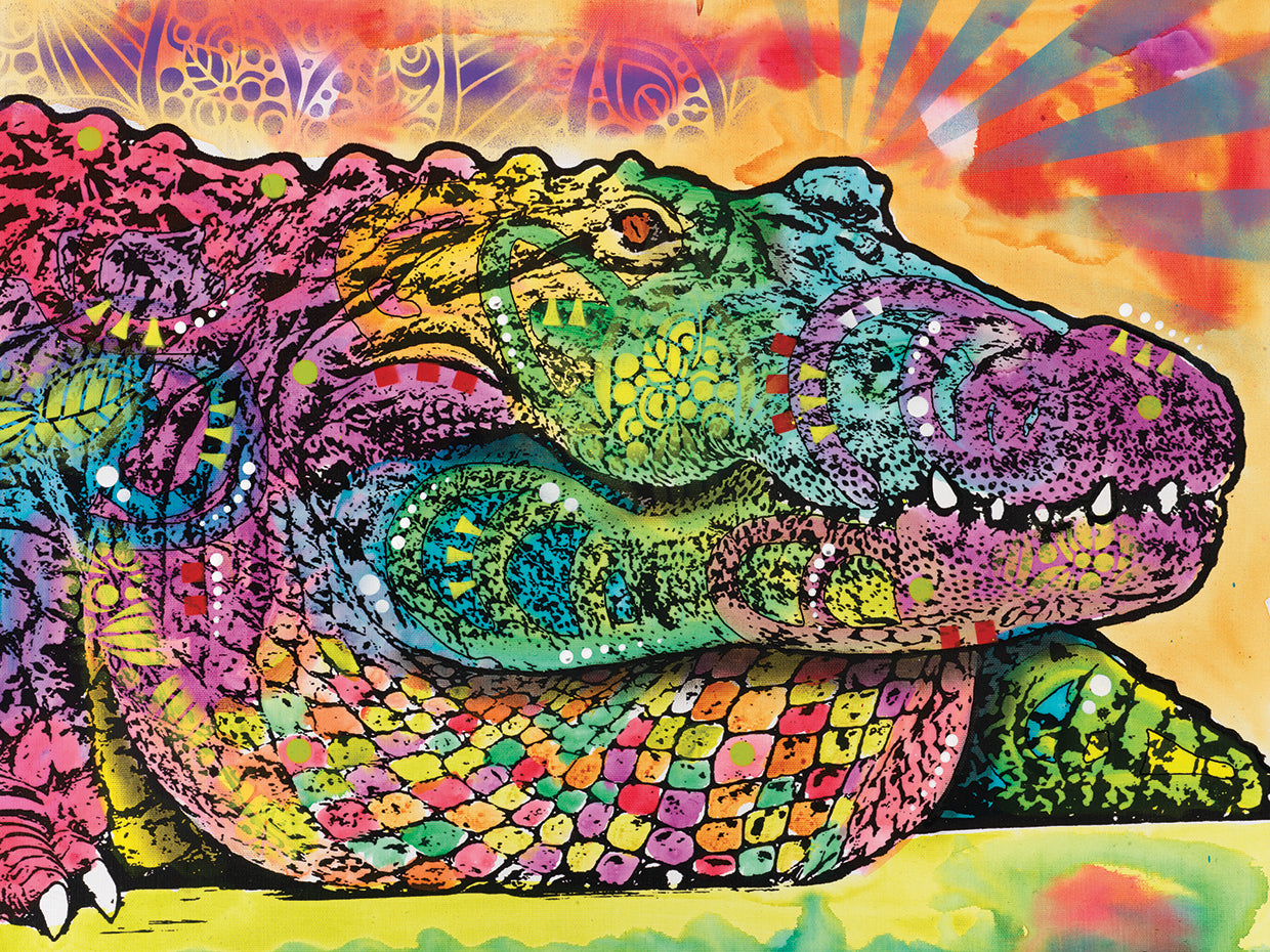 In a While Crocodile - highest quality handcrafted wall art work on large canvas & framed canvas prints by Dean Russo